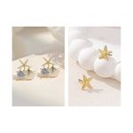 Gold Starfish and Shell Earrings Photo 1