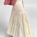 Eyelet Tiered Vintage Ruffle Maxi Skirt (2) Tan Photo 0