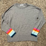 THML  "Brandy" rainbow stripe crewneck sweater in gray knit Women’s Size XS Photo 0