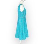 Calvin Klein A-Line Dress Women 8 Blue Lace Illusion Neck Sleeveless Knee Length Photo 3