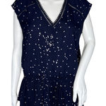 Heartloom  Shirt Womens‎ Large Blue White Polka Dot Peplum Blouse Career Casual Photo 0