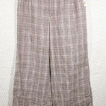 Anthropologie Maeve NWT Brown Plaid Pleated High Rise Wide Leg Pants Photo 0