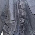 Evening Date Ruffle & Lace Trim Romper Linen Size Small Black Photo 3