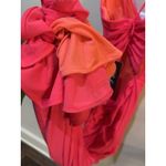 La Femme ‎ PROM 30444 In Hot Coral Ruched Draped Neckline Lace Up Strappy Back Photo 10