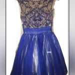 Elegant Blue Rhinestone studded sleeveless mini formal prom dress Size 0 Photo 1