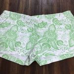 ZARA Basic Floral White/Green Flat Front Shorts Photo 0