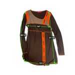 HEGLER Asymmetrical Paneled Long Sleeve Tunic Dress M Orange Gray Brown Size M Photo 2