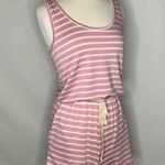 7th Ray Pink/White Striped Tank Summer Stretchy Pockets Lounge Comfy Romper M Photo 8