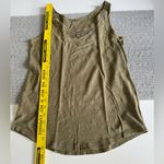 Loft Olive Green Crochet Detail Scoop Neck Curved Hem Tank Top Cotton Size XS Photo 6