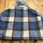Ci Sono  Plaid Hooded Sherpa Lined Jacket Coat Blue Brown Size Large Photo 5