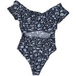 Lush Clothing Lush Blue Floral Short Sleeve Bodysuit in Blueberry Cream XL‎ NWOT Photo 1