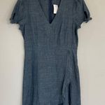 J.Crew Chambray Denim V Neck Ruffle Tie Sleeve Dress Size 10 NWT Photo 0
