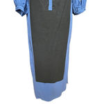 Bilo Brazil Blue Linen Crochet Puff Sleeve Long Midi Maxi Dress Size XS Photo 2