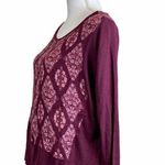 Lucky Brand  Maroon Diamond Print Medium Sweater Photo 4