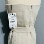 ZARA Bloggers Favorite Beige Strapless Belted Linen Blend Luxury Summer Top Sz L Photo 9