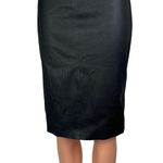Theory NEW $495 Black Lamb Leather Ribbed Sweater Pencil Straight Midi Skirt XS Photo 5