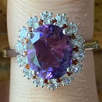 Rose de France Amethyst Red Garnet Sterling Silver Cocktail Ring Size 9 Purple Photo 0