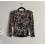 Vintage Y2K 90s 2000s Stretchy Rib Knit Top Black Brown Glitter Going Out Small Photo 4