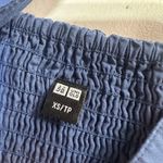 Uniqlo  Blue Cotton Eyelet Smocked Tiered Midi Dress XS 100% Cotton Photo 3