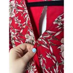 Entro  Women's Mini Long Sleeve Red Floral Western Tie Waist Ruffle Dress Medium Photo 3