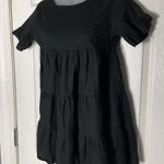 Nasty Gal  Black Smocked Ruffle Oversized Mini Dress Size 0 Short Sleeve Photo 12
