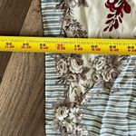 Club 7 Echo Women's 100% Silk Square Neck Scarf Stripe & Red Roses Print Photo 3