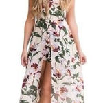 Entro Large Jumpsuit Dress Romper Floral Choker V Neck Sleeveless Lined 135 Photo 0