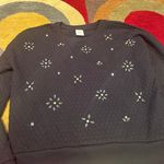 Abercrombie & Fitch Black Jewel Rhinestone Quilted Crewneck Sweatshirt Medium Photo 2