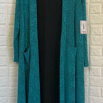 LuLaRoe  teal textured floral Sarah‎ long kimono Women’s Size Medium Photo 0
