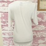 Magaschoni Women’s White Ribbed V-neck Pima Cotton Blend Short Sleeve Tee Top in a size Large Photo 1