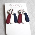 Source Unknown New Red/White/Blue Stars & Stripes Post/Stud Dangle Drop Earrings Photo 0