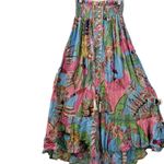 Rachel Roy  Multicolor Floral Maxi Skirt Smocked Waist Hi Low Tropical Sz XS Photo 3