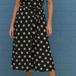 Shelby & Palmer Vintage Y2K  Womens Black Polkadot TieWaist Midi Dress sz XL 90's Photo 0