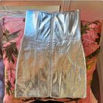Edikted astro zip up metallic mini dress shiny / silver women’s strapless nwt Photo 1