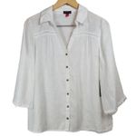 Vince Camuto ‎ White Linen Blend 3/4 Sleeve Button Down Top Womens Size S Photo 0