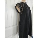 ZARA Mock Neck Lace Short Sleeve Shift Dress Black S Photo 3