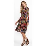 Johnny Was jade Long Sleeved Tiered Midi Dress Black Floral Mesh Large Slip Photo 10