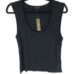 J.Crew Cropped Fine Rib Scoopneck Tank Top Cotton Blend Black L Photo 0