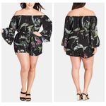 City Chic Black Floral Lily Pad Romper Photo 1