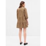 Gap  NWT $80 Khaki Tiered Puff Sleeve Button Front Mini Babydoll Shirt Dress XSP Photo 1