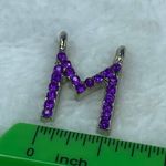 Initial Alphabet Letter M Jewelry Pendant Necklace Charm Purple Rhinestones Photo 8