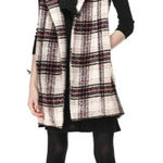 Thakoon Design Nation Vest Women Large Ivory Black Plaid Notch Lapel Open‎ Long Photo 0