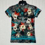 InkNBurn Gray‎ Blue Floral Short Sleeve Graphic T Shirt XXS 2XS Workout Running Gray Photo 1