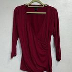 White House | Black Market  Magenta Faux Wrap Blouse Sz M Photo 0