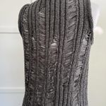 OAK + FORT Distressed Ribbed Knit Midi Dress Small S Charcoal Gray Sleeveless Photo 3