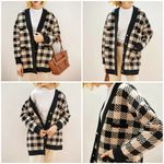Sandro ππ Jisou Oversized Checked Knitted Cardigan ~ Beige Photo 9