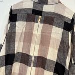 Soft Surroundings  Neutral‎ Plaid Button Up Zipper Detail Back Size Large Photo 4