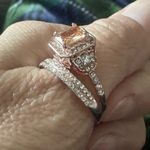 Zales Elegant 18K Rose Gold Filled Morganite Ring Engagement Bridal Women Jewelry Set Photo 4