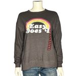 Wildfox NEW Easy Does It Rainbow Grey Graphic Sweatshirt Oversized Pullover XS Photo 3