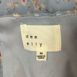 Dee Elly  Mini Dress Size Medium Floral Faux Wrap Ruffle Swiss Dot Blue Photo 5